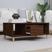 Brown Oak Coffee Table Living Room Wood with Storage - Engineered Wood Center Table, Modern Tables for Books, 90x50x36.5 cm