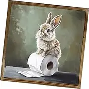 Ｂｅｓｇａ Framed Wall Art Vintage Animal Artwork Funny Bunny Prints Wall Decor for Kids Room Bedroom Office Festive