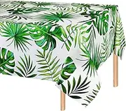 4 Pcs Hawaiian Luau Table Cover, Plastic Rectangular Covering, Tropical Palm Leaves Cloth, Outdoor Tablecloth, Jungle Table Cover for Baby Birthday Summer Zoo Jungle Safari Themed Party