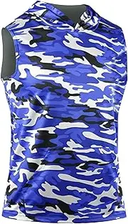 [VgueElegc] Men's Running Camouflage Tank Tops Hooded Sleeveless Athletic Camo Shirts with Hoods Male Camo Tank Top with Hoodie