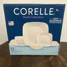 Corelle Classic Pure White Square 12 pcs Dinnerware Dinner Set Service for 4 New