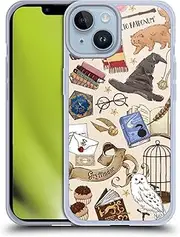 Head Case Designs Official Harry Potter Hogwarts Pattern Deathly Hallows XXXVII Soft Gel Phone Case Cover Compatible with Apple iPhone 14