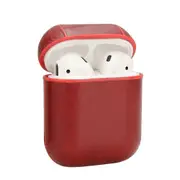 For AirPods 2nd Gen Case, Genuine Leather Protective Cover, Oil Wax Pattern Red