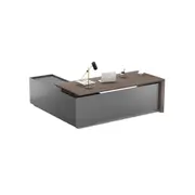 Modern Furniture ARMANDO 220cm Executive Desk Right Return - Hazelnut & Grey