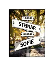 [Namly Design] Poster - Crossroad signs / Personalised with Name and Date / Summer