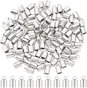 UNICRAFTALE 100pcs Barrel End Caps 100pcs Stainless Steel Cord Ends 4mm Inner Diameter Smooth End Caps Terminators Cord Finding for Jewelry Making Kit, Stainless Steel Color
