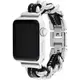 COACH Apple Watch 錶帶 38/41mm 適用 鍊帶結合皮錶帶 - 銀x黑(不含手錶)