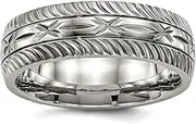 [JewelryWeb] 7mm Titanium Engravable Polished Sparkle Cut Ring Jewelry Gifts for Women - Ring Size Options Range: N to Z