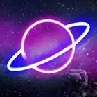 Planet LED Neon Sign Bedside Saturn Space Theme Lamp Night Light Decoration