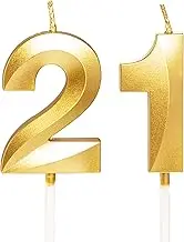 Gold Number 21 Candles for Birthday Cake, Gold 21st Birthday Candles 21 Birthday Candles 21st Candles for Cake, 21st Birthday Cake Candles Cake Toppers for 21 Year Old Her Women Him Men Gold