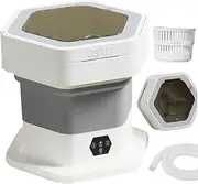 Mini Washing Machine, 8L Portable washers with 3 Cleaning Modes, 2 in 1 Camping Washing Machine with Spin Dryer, Digital Display, Handle, for Baby Clothes, Underwear, Camping, RV, Travel Gray