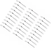 Sosoport 30 Pcs Stainless Steel Fruit Forks Elegant Two Teeth Dessert Forks for Appetizers Salads and Cocktails Kitchen Gadget for Parties and Events