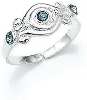 [JewelryWeb] 925 Sterling Silver Blue CZ Cubic Zirconia Simulated Diamond toe ring