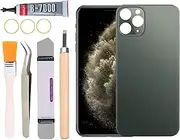 Yuntunele Back Covers Glass Replacement for iPhone 11 Pro Max All Carriers with Professional Tool Set (Green)
