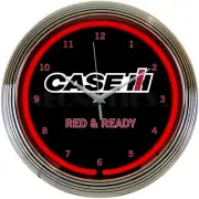 Case IH Red And Ready Light Neon Clock 15"x15"