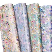 Floral Wrapping Paper - 12 Sheets with Various Flowers Pattern - Spring