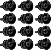 12 Pcs Metal Strap Buttons End Pins, Mushroom Style Guitar Ukulele Bass Strap, Black Metal Guitar Strap Locks Set for Guitar Bass Ukulele (Chrome)