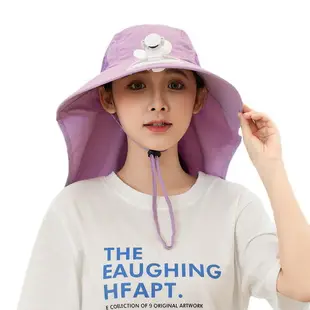 帽子女USB充電風扇帽寬檐戶外遮陽時尚夏天空頂親子防曬帽太陽帽