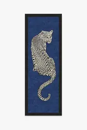 75' x 215' | Machine Washable Runner Rug | Kid & Pet Friendly | Indoor Rug | Jonathan Adler Snow Leopard Sapphire Rug | Ruggable