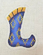 Hand-painted Needlepoint Canvas, Whimsical Christmas Stocking (blue), 18", NEW