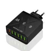 65W 6-Port USB Charger 3.1A USB-A*5 QC3.0 Fast Charging Wall Charger Adapter EU Plug US Plug for iPhone 12 13 14 14 Pro