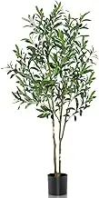Lenamos Artificial Olive Trees, Faux Olive Tree Indoor with Natural Wood Trunk & Lifelike Fruits, Fake Olive Tree for Home Balcony Office Garden Room Decor Gift (4ft/120cm)
