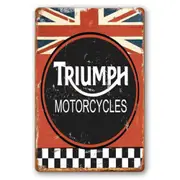 2x Tin Sign Triumph Motorcycles Garage Man Cave Car Decorative Rustic Look