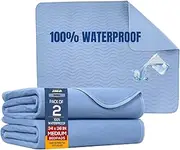 Washable Underpads 86 x 91 CM (2 Pack), JOMWEN Heavy Absorbency Reusable Incontinence Bed Pads for Adults, Kids, Elderly and Pets, Absorbent Protective Pads for Bed, Couch, Floor (Blue, 34" x 36")