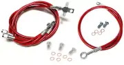 Streamline Steel Braided Brake Lines Red +2" Front +8" Rear Yamaha Banshee 350