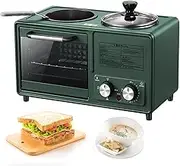Multifunctional Breakfast Machine, 4-in-1 Breakfast Station 1600w High Power, with Non-Stick Frying Pan, Using Upper and Lower N-Section Heating for Camping or at Home