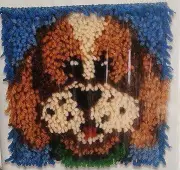 DIY Wonder Art Puppy Green Collar Latch Hook Kit Kids Craft 8"