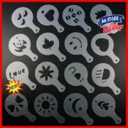 Set of 16 Shapes Mold Latte Coffee Decorating Stencil Cappuccino Art Barista AF