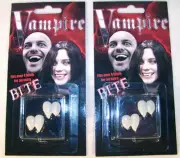 2 DELUXE VAMPIRE TEETH costume play joke item vampires PROP dressup fangs new