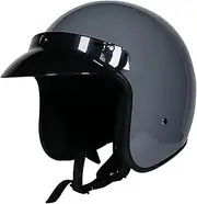Motorcycle Half Helmets with ECE Half Shell Helmet Jet Helmet Retro, Chopper Helmet, Motorcycle Helmet, Scooter Helmet, Open Helmet, Brain Cap, with Sun Visor for Cruiser, Skateboard C,L/(57~58cm)