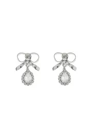 [ALESSANDRA RICH] ALESSANDRA RICH bow earrings with crystal pendant in silver-plated brass OS Silver