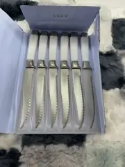 VINTAGE WARWICK STEAK KNIVES SET OF SIX STAINLESS SHEFFIELD ENGLAND.