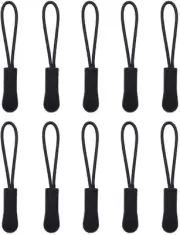 10Pcs Black Zipper Pull Puller End Fit Rope Tag Replacement Clip Broken Buckl...