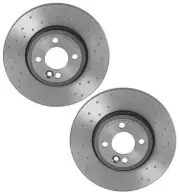Pair Set 2 Front Brembo Xtra Dimpled Brake Disc Rotors for Mini Cooper R50 R53 (for: Mini)