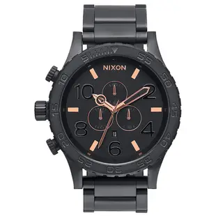 NIXON The 51-30 CHRONO 潛龍諜影運動腕錶-玫瑰金線x霧面黑