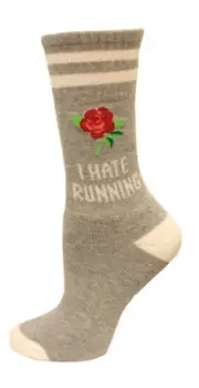Hotsox Womens I Hate Running Socks, Grey, 1 Pair, Womens Shoe 4-10