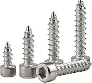 Self Tapping Screws 100pcs M2/M2.6/M3M3.5/M4/M5/M6 Nickel Plated Carbon Steel Hexagon Socket Cap Head Self-Tapping Speaker Screws, M6x30mm(M2.6x12mm)
