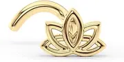 [Lavari Jewelers] 20 Gauge Lotus Shaped Curved Nose Stud for Women - 14k Yellow Gold Nose Ring - Unisex Hypoallergenic Nostril Piercing Jewelry - 20G Body Piercing for Men