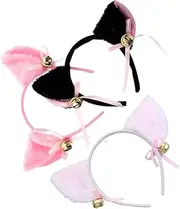 [Generic] 3 Pcs Cat Ears Headband Cat Tail Costume Animal Ears Headband Headphones Cat Collars Neko Ears Puppy Ear Headband Cat Scratcher Headbands Girl Hair Accessories Fabric