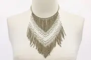 NWT$3125 Brunello Cucinelli 2Tone DiamondCut Bead Waterfall Choker W/925Svr A186