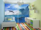 Rough Sea Leaping Fish 3D Curtains Blockout Photo Printing Curtains Drape Fabric