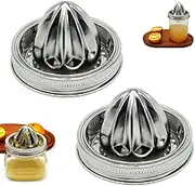 2 Pack Stainless Steel 304 Glass Juicer Lid Fit with 86mm Wide Mouth Mason Jar Hand Squeezer Top For Citrus Lemon Orange