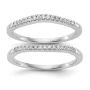 0.18ct. CZ Solid Real 14K White Gold Set of 2 Wedding Band Rings