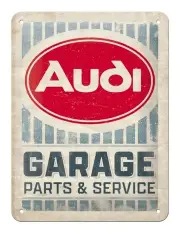 [NOSTALGIC ART] Small Metal Sign Audi Garage 15x20cm in Cream