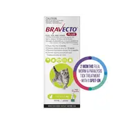 Bravecto Plus Flea, Tick & Worming Treatment 1.2-2.8kg Cat 2 Month Pack - 1pk