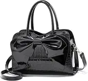 [NICOLE & DORIS] Handbags for Women Designer Top Handle Bags Patent Leather Crossbody Shoulder Bags Party Clutch Bag Ladies Elegant Tote Bag Cute Bowknot Bag